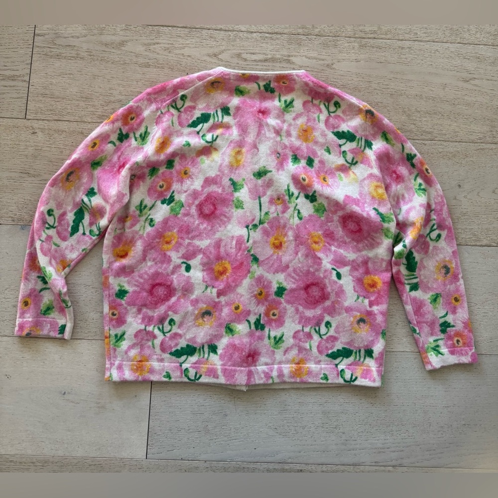 Frances Valentine Rare Color Floral Pearl Button Darling Cardigan Sweater Sz M - Picture 4 of 9